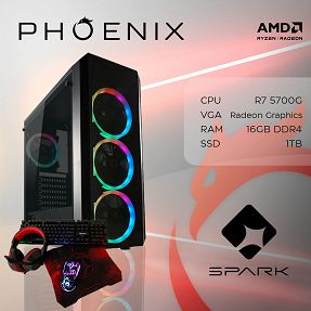 Računalo Phoenix SPARK Y-133 AMD Ryzen 7 5700G/16GB DDR4/NVMe SSD 1TB/Set tipkovnica,miš,podloga,slušalice