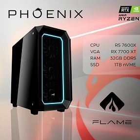 Računalo Phoenix FLAME Y-529 AMD RYZEN 5 7600X/32GB DDR5/NVMe SSD 1TB/VGA RX 7700 XT