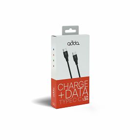 Kabel ADDA USB-203-BK, Fusion Charge+Data, Type-C na Type-C, 3.1A, Premium TPE, 1.2m, crna