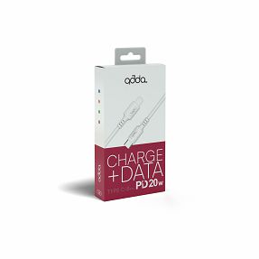 Kabel ADDA USB-301-WH, Fusion Charge+Data, Type-C na 8pin, PD 20W, Premium TPE, 1.2m, bijeli