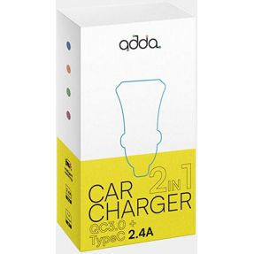 Auto punjač ADDA CC-002-BK, Fusion Car Charger 2u1, QC3.0 USB-A + 2.4A Type-C, crni