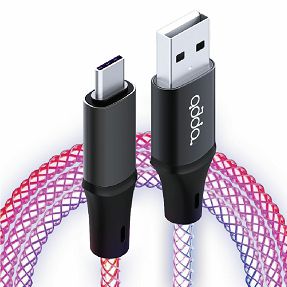 Kabel ADDA USB-204-RGB, Ambient RGB Charge+Data, USB-A na Type-C, 18W, 1m, crni