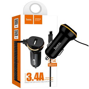 hoco. Auto punjač  sa micro USB kabel, USB, 5 V/3.4 A, crna - Z14 single, micro USB, BK