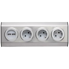 home Strujni razdjeljnik sa 3 utičnice + USB, INOX - KNV 03/USB