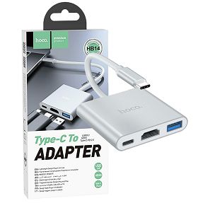 hoco. Konverter USB type C to USB3.0/HDMI/PD - HB14 Easy use