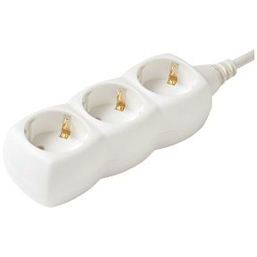 home Produžni kabel, 3 utičnice, 1.0mm², 1.5 met, bijeli - NV 3/WH