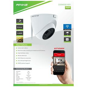 Amiko Home Kamera IP 5 MP, 1/2.5" Fulhan CMOS, 3.6mm, WiFi - D30M500 WIFI
