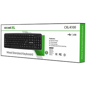 Connect XL Tipkovnica sa Qwerty rasporedom, USB, crna boja - CXL-K100