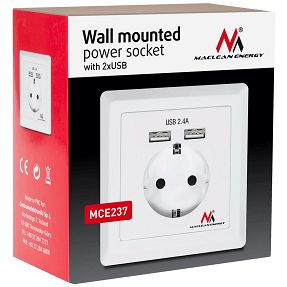Maclean Strujna utičnica, schuko, sa 2 x USB port za punjenje - MCE237