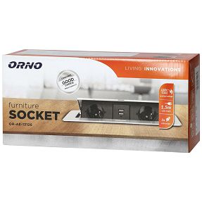 Orno Produžni kabel sa 2 x Schuko utičnice + 2 x USB, ugradbena - OR-AE-13126(GS)/G