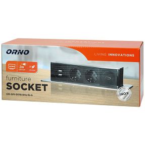 Orno Produžni kabel sa 2 x Schuko,2 x USB utičnice,HDMI,ugradbena - OR-GM-9016(GS)/B-G