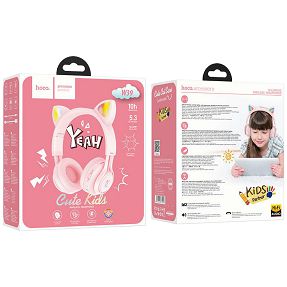hoco. Slušalice bežične sa mikrofonom, Bluetooth, mačje uši, pink - W39 Cat ear, Pink