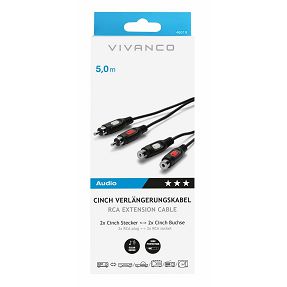 Kabel VIVANCO 46019, RCA M x2 na RCA Ž x2, produžni, 5m