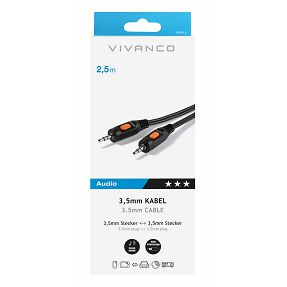 Kabel VIVANCO 46045, 3.5mm na 3.5mm M, 2.5m, crni