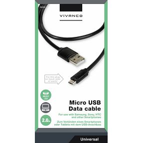 Kabel VIVANCO 36292, Micro-USB, 2m, crni