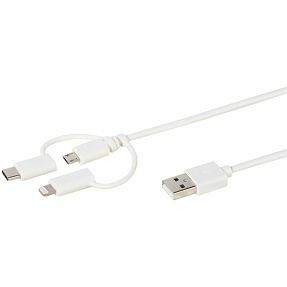 Kabel VIVANCO 38784, Micro-USB, Lightning, Type-C, 1m, bijeli