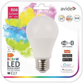 Avide Pametna sijalica, LED 9.4W, E27, RGB+W, WiFi, Bluetooth - Smart LED Globe A60 9.4W WiFi