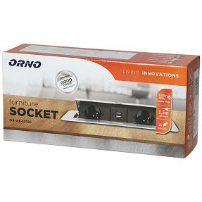 Orno Produžni kabel sa 2 x Schuko utičnice + 2 x USB, ugradbena - OR-AE-13126(GS)/BR