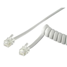 ZED electronic Telefonski kabel spiralni za slušalicu,dužina 4 metra,bijeli - T6-4WB