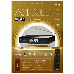 Amiko Prijemnik IPTV, Android OS, 4/32GB, 4K, WiFi, Bluetooth - A11 Gold