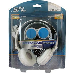 SAL Slušalice, stereo, 3,5mm, sklopive, bijelo/plave - HPH 5/BL