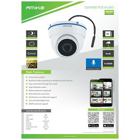 Amiko Home Kamera IP 4 MP, PoE, SD utor , HD Lens 2.8mm - D20V400 POE AUDIO