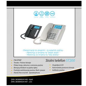 MeanIT Telefon analogni, stolni, LCD zaslon, bijeli - ST200 White