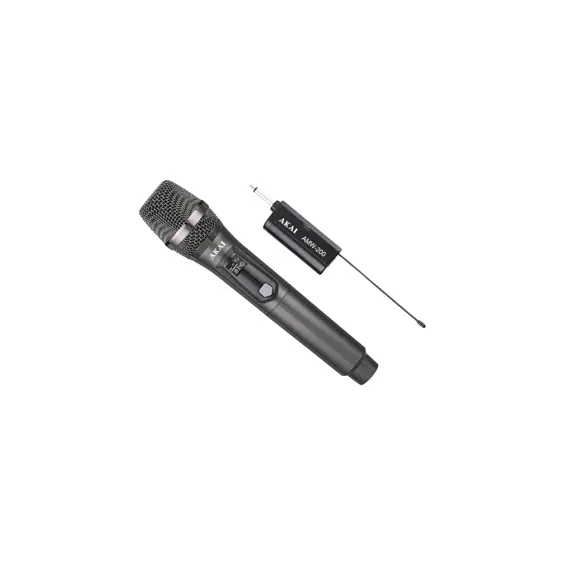 AKAI AMW-200 Bežični Dinamički Mikrofon, Do 30 m, Latencija 2,5s, Punjiva Baterija, LCD