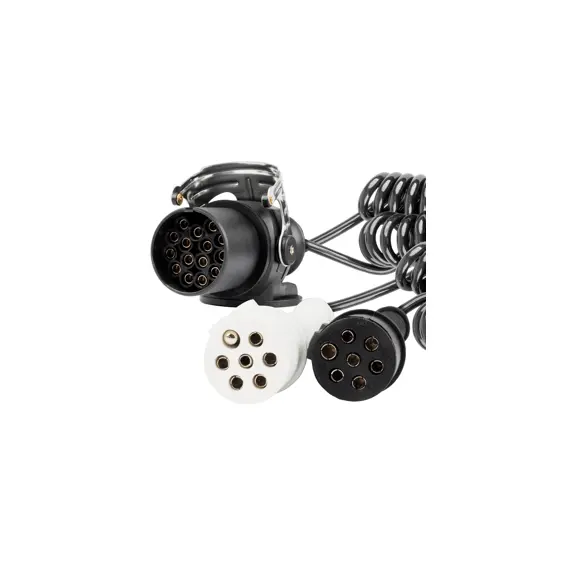 AMiO 04381 spiralni kabel za poluprikolicu TIR 15 PIN + 2 × 7 PIN N/S – 5 m, 24 V