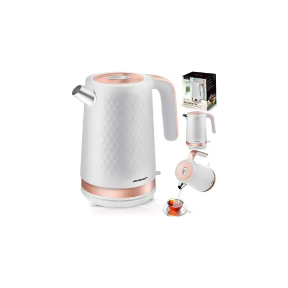 Berdsen BD-705 električno kuhalo za vodu 1,7 L 2200 W – metalno, 360° baza, bijelo-bakreno