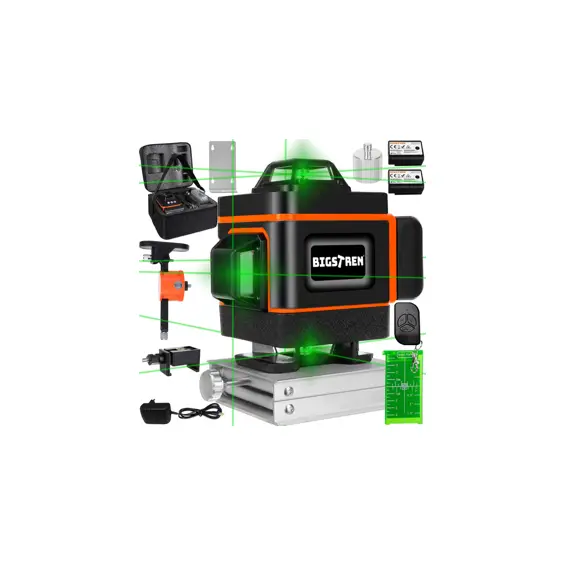 BIGSTREN 4D laserska libela 16 linija 360° – zeleni laser, samonivelirajuća, IP54