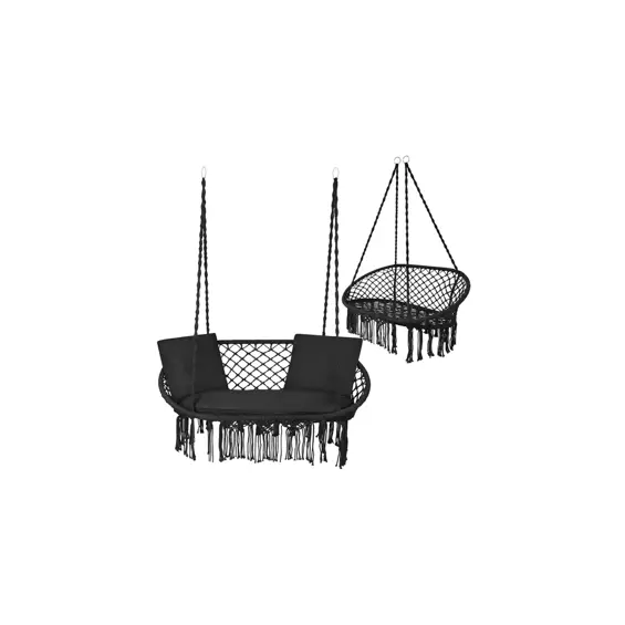 Gardlov viseća ljuljačka gnijezdo 2 osobe – 300 kg, crna, 3 jastuka (stork nest)