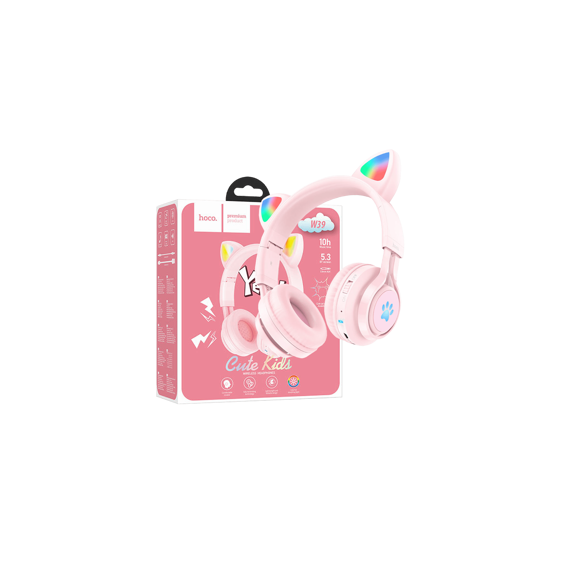 hoco. Slušalice bežične sa mikrofonom, Bluetooth, mačje uši, pink - W39 slušalice Mačje uši,Pink