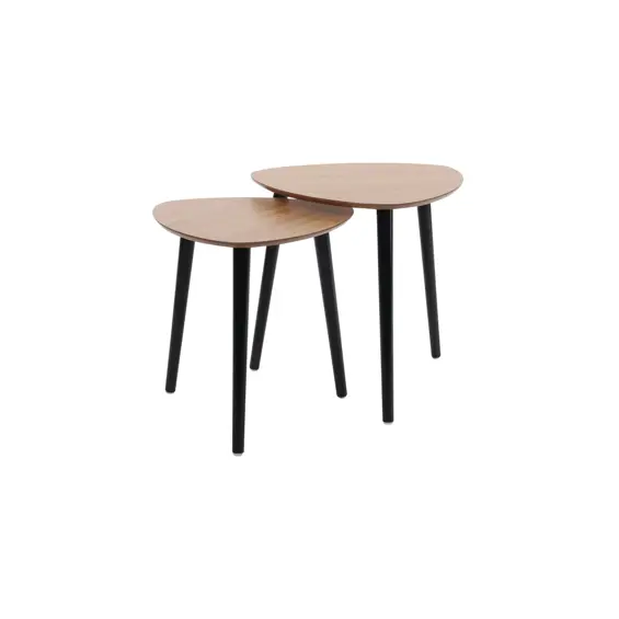 Home & Styling Ancona set 2 pomoćna stolića – MDF ploča, noge od borovine, prirodna/crna