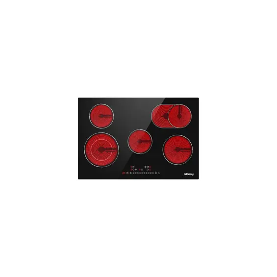 IsEasy LT5-04 – Ugradbena staklokeramička ploča za kuhanje s 5 zona, 8600 W, upravljanje na dodir, širina 77 cm, crna