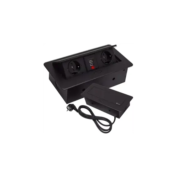 Izoxis- Ugradbena utičnica 2x Schuko + 2x USB – pop-up, skrivena utičnica za stol, 3300W