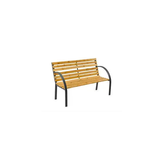 LEAN drvena vrtna klupa s metalnom konstrukcijom i naslonom – 125 cm