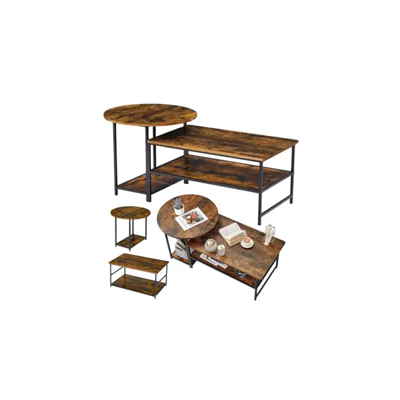LEAN set klubskih stolića 2u1 u industrijskom stilu – vintage hrast