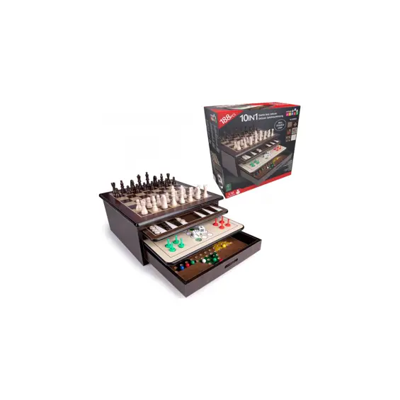 Lifetime Games Deluxe 10-u-1 set društvenih igara u drvenoj kutiji – 188 dijelova