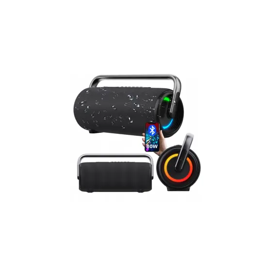 MANTA Bluetooth Zvučnik, 80W Max, SUPER BASS, Vodootporan, TWS, LED, Baterija – Crni