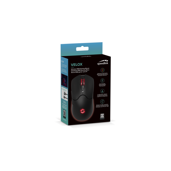 Miš SPEEDLINK Velox, RGB, bežični, Bluetooth, 4800 DPI, punjivi, crni