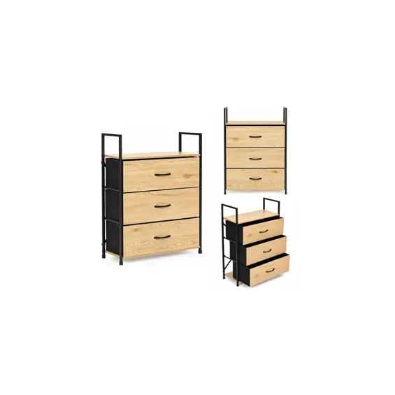 ModernHome LOFT komoda s 3 tekstilne ladice 59 × 24 × 81 cm