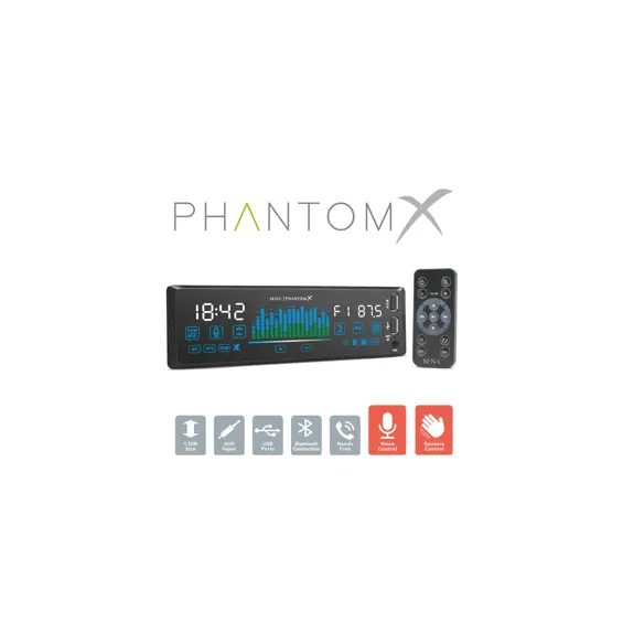 "PhantomX", 1-DIN auto MP3 player s kontrolom gestama, Bluetoothom, FM RDS tunerom, USB i AUX ulazom, 4x50W
