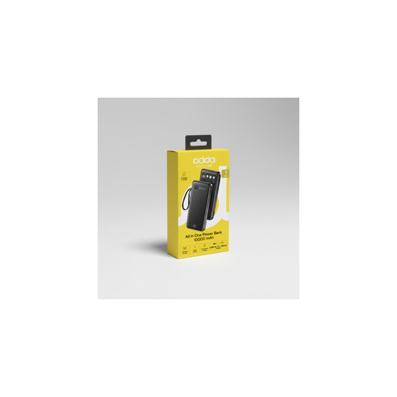 Powerbank Adda Collins PB-008-BK, 10000mAh, Micro USB i Type-C ulazi, USB-A  Type C Micro i 8pin izlazi, 2.1A, crna