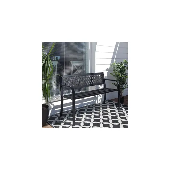 ProGarden Roma metalna vrtna klupa za dvije osobe 119 × 50 × 75 cm – crna