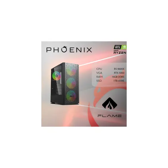 Računalo Phoenix FLAME X-509 AMD Ryzen 5 9600X/16GB DDR5/NVME SSD 1TB/RTX 5060 8GB/600W 80+