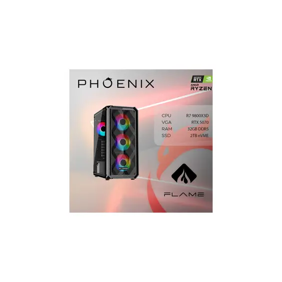 Računalo Phoenix FLAME X-510 AMD Ryzen 7 9800X3D/32GB DDR5/NVME SSD 2TB/RTX 5070 12GB/850W 80+