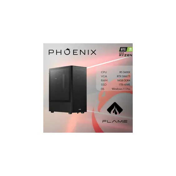 Računalo Phoenix FLAME X-511 AMD Ryzen 5 5600X/16GB DDR4/NVME SSD 1TB/RTX 5060 TI 8GB/600W 80+/Windows 11 PRO
