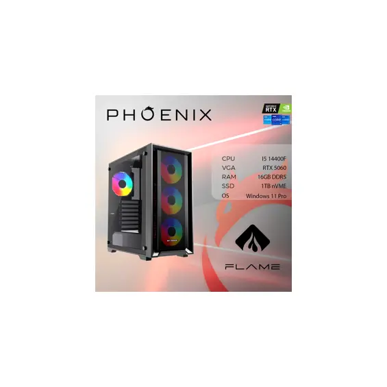 Računalo Phoenix FLAME X-514 Intel i5 14400F/16GB DDR5/NVME SSD 1TB/RTX 5060 8GB/600W 80+/Windows 11 PRO