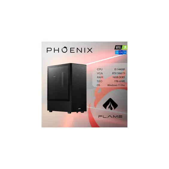 Računalo Phoenix FLAME X-516 Intel i5 14400F/16GB DDR5/NVME SSD 1TB/RTX 5060 TI 8GB/600W 80+/Windows 11 PRO